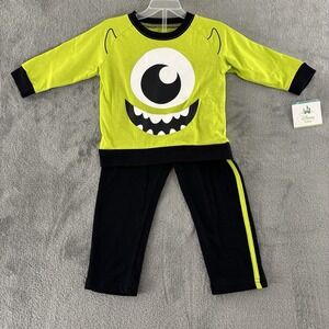 Disney Baby Mike Wazowski Long Sleeve Top Pants 12M Monsters IncLime Green Black